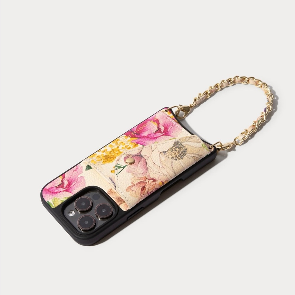 Bandolier Floral Pink & Cream Phone Case with Gold Chain